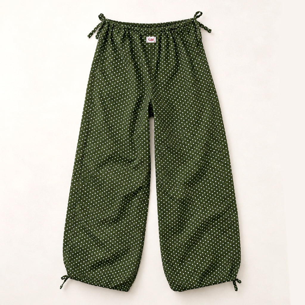 Coupe ballon pantalon baggiu femme Pois Kaki