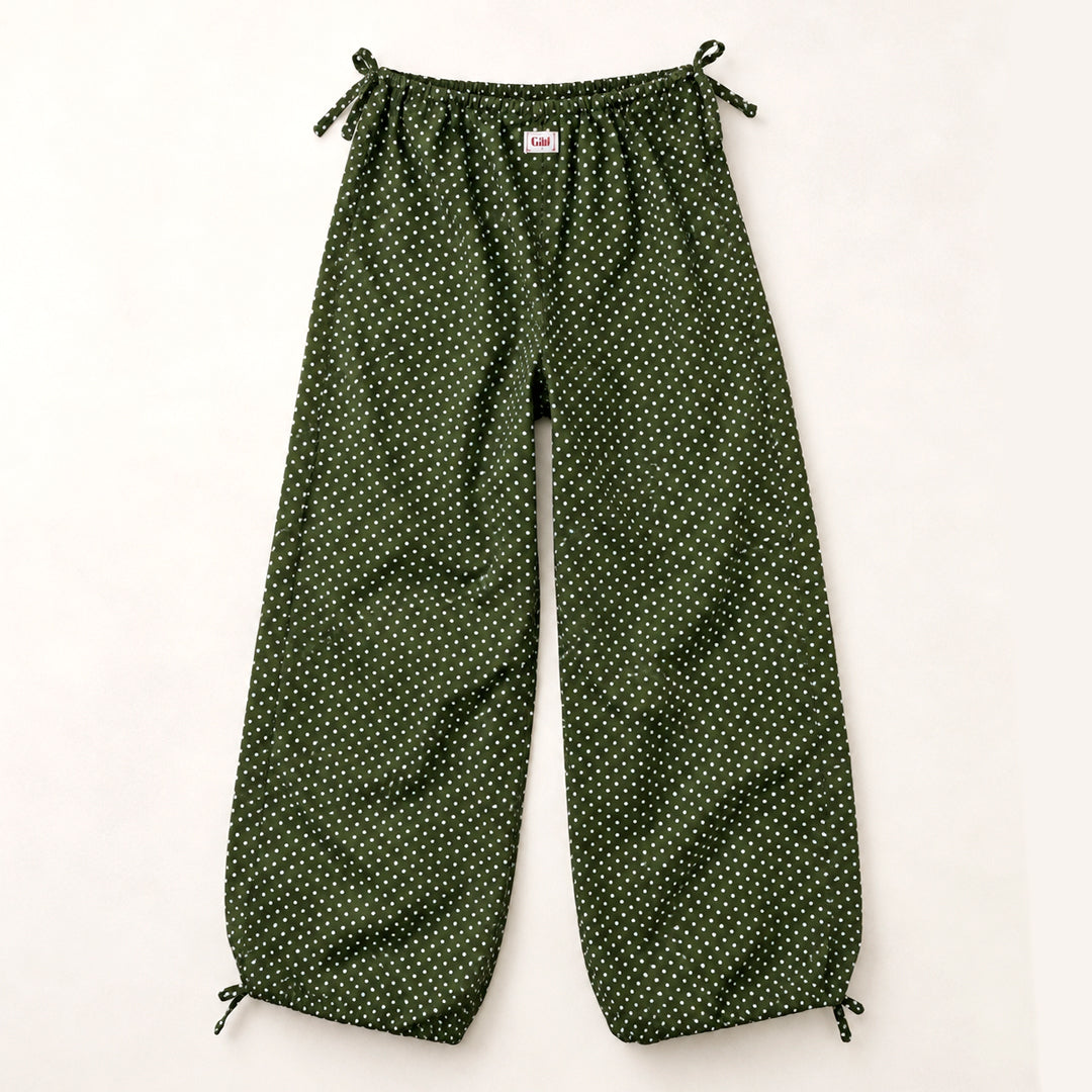 Coupe ballon pantalon baggiu femme Pois Kaki