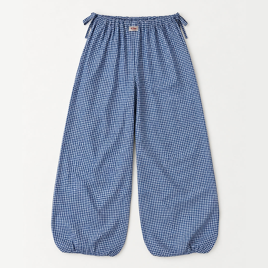 Coupe ballon baggiu pantalon femme Vichy Bleu