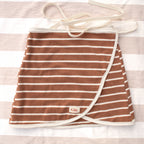 Jupe de plage éponge marinière chocolat et blanc cassé Giu, fait main