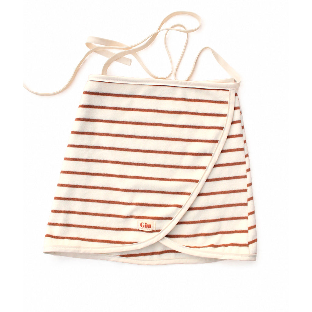 Jupe de plage éponge marinière blanc cassé et chocolat Giu