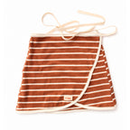 Jupe de plage éponge marinière chocolat et blanc cassé Giu, fait main