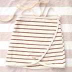 Jupe de plage éponge marinière blanc cassé et chocolat Giu