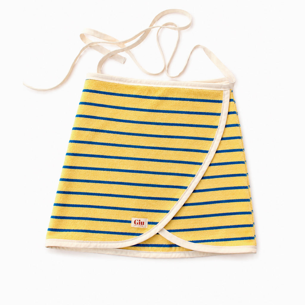 Jupe de plage éponge marinière jaune et bleu Giu
