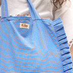 Gros plan froufrous et tissu vichy 100% coton tote bag Giu