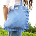 Tote bag Froufrou Giu porté à l'épaule, look été fait main France
